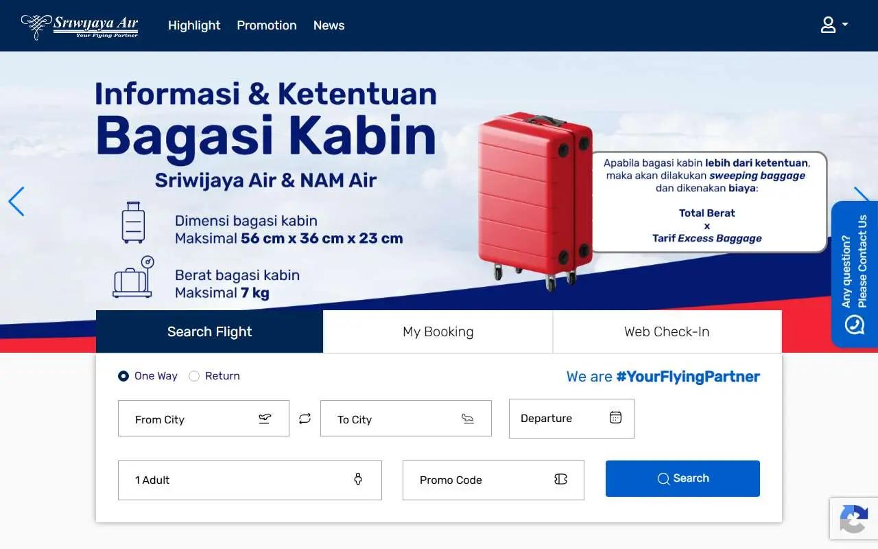 Tampilan website resmi Sriwijaya Air (sriwijayaair.co.id)