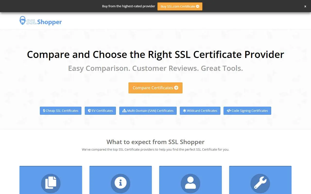 Tampilan website resmi SSL Shopper (sslshopper.com)