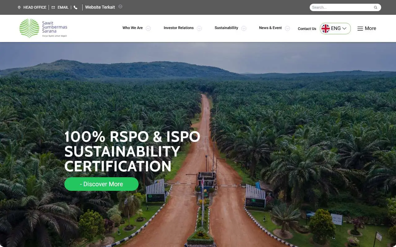 Tampilan website resmi Sawit Sumbermas Sarana (ssms.co.id)