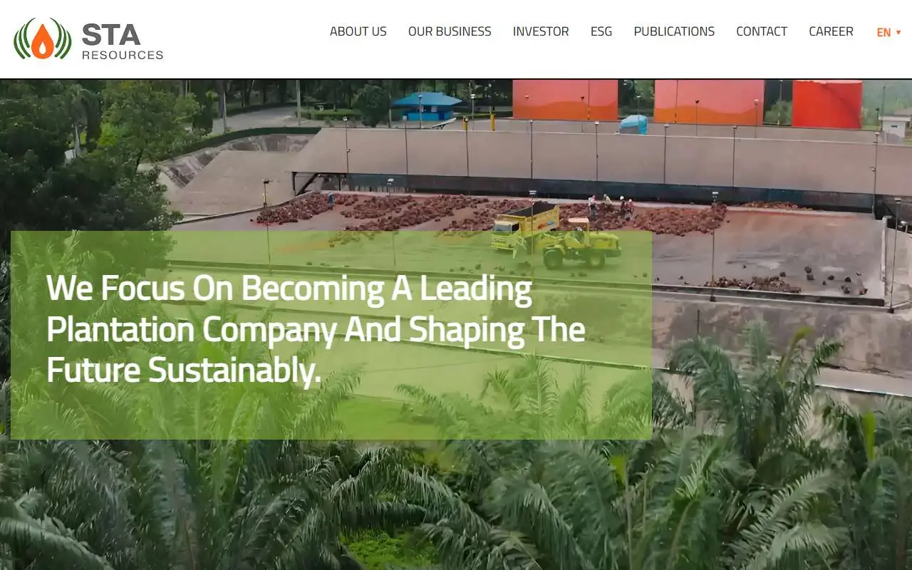 Tampilan website resmi Sumber Tani Agung Resources (sta.co.id)