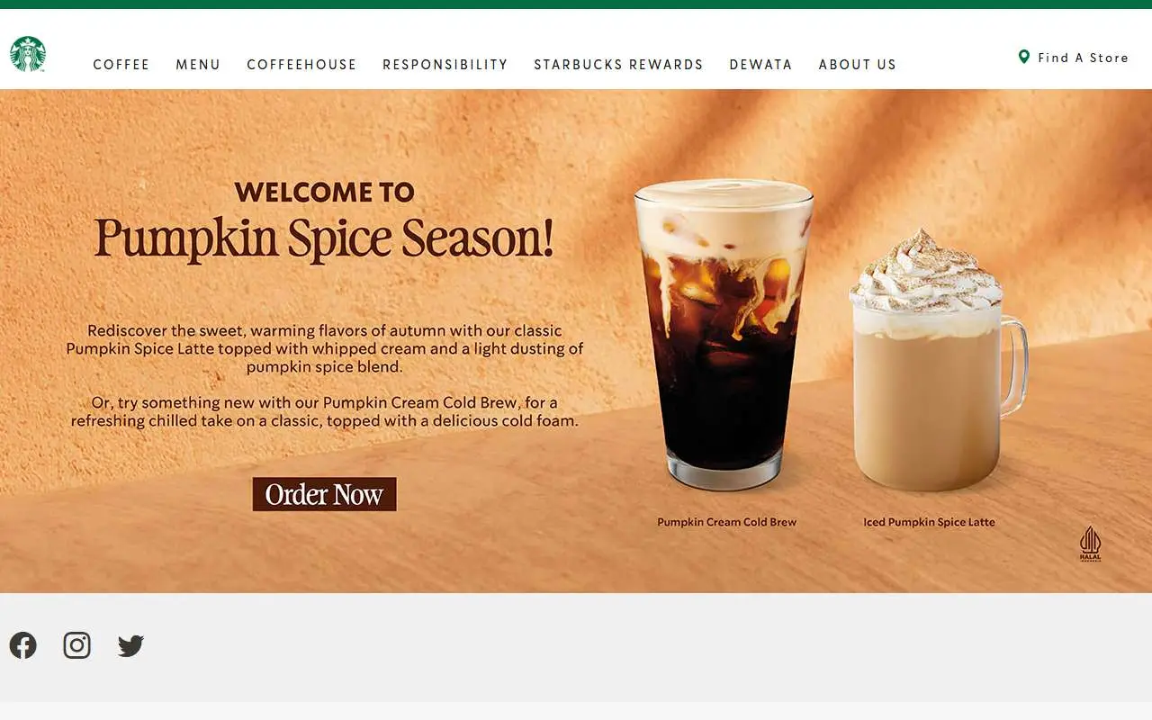 Tampilan website resmi Starbucks Indonesia (starbucks.co.id)