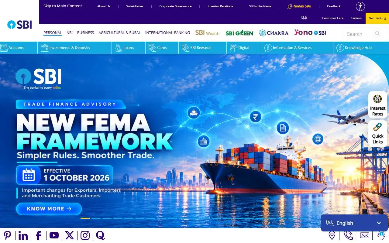 Tampilan website resmi Bank Negara India (sbi.bank.in)