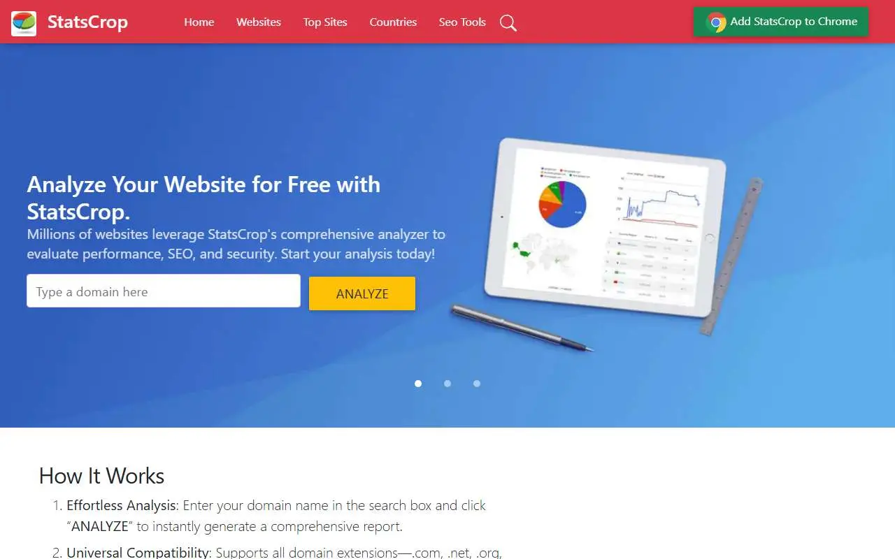 Tampilan website resmi StatsCrop (statscrop.com)