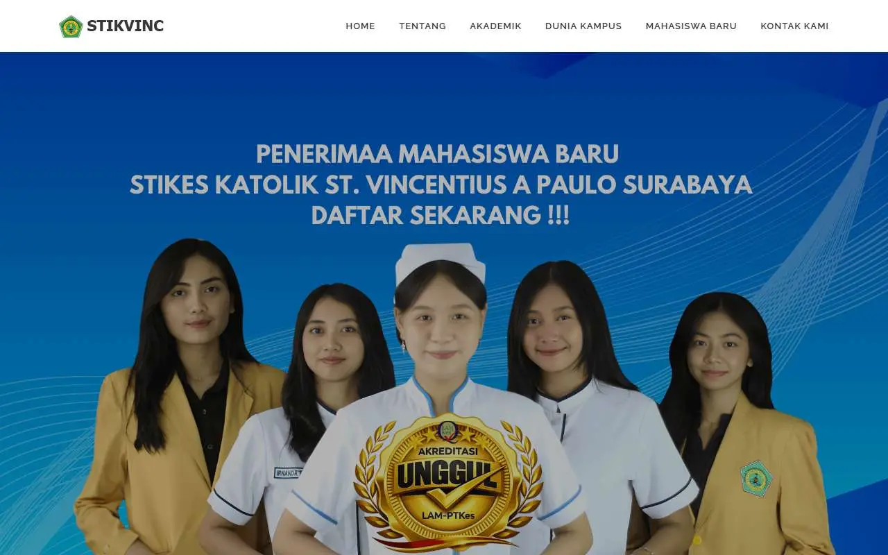 Tampilan website resmi STIKES St. Vincentius a Paulo (stikvinc.ac.id)