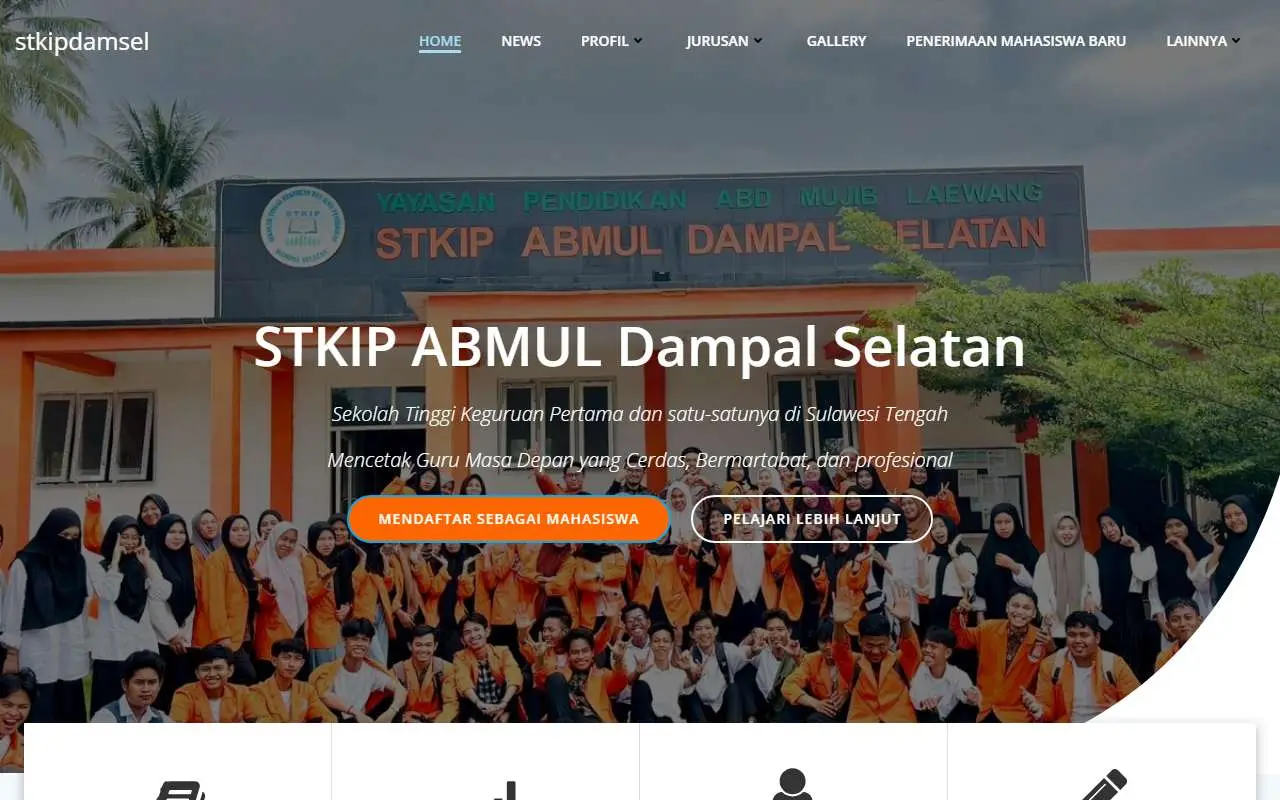 Tampilan website resmi STKIP Dampal Selatan (stkipdamsel.ac.id)