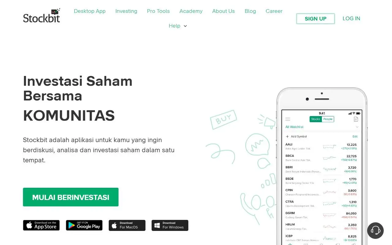 Tampilan website resmi Stockbit (stockbit.com)