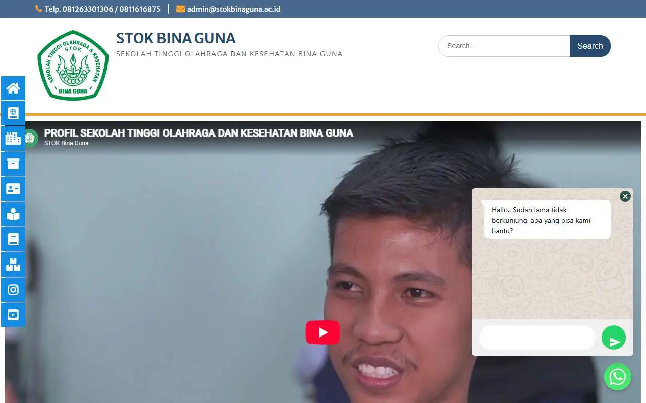 Tampilan website resmi STOK Bina Guna Medan (stokbinaguna.ac.id)