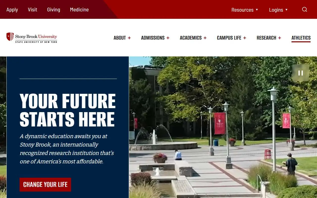Tampilan website resmi Universitas Stony Brook (stonybrook.edu)