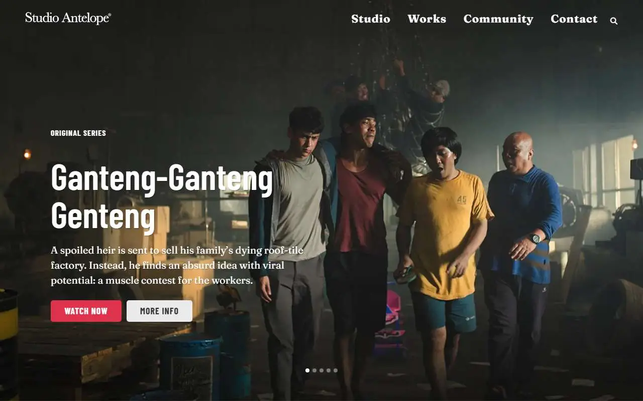Tampilan website resmi Studio Antelope (studioantelope.com)