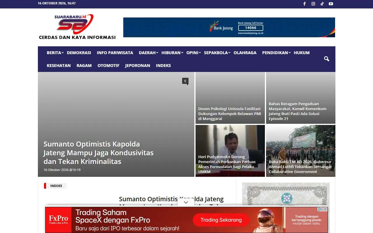 Tampilan website resmi Suara Baru (suarabaru.id)