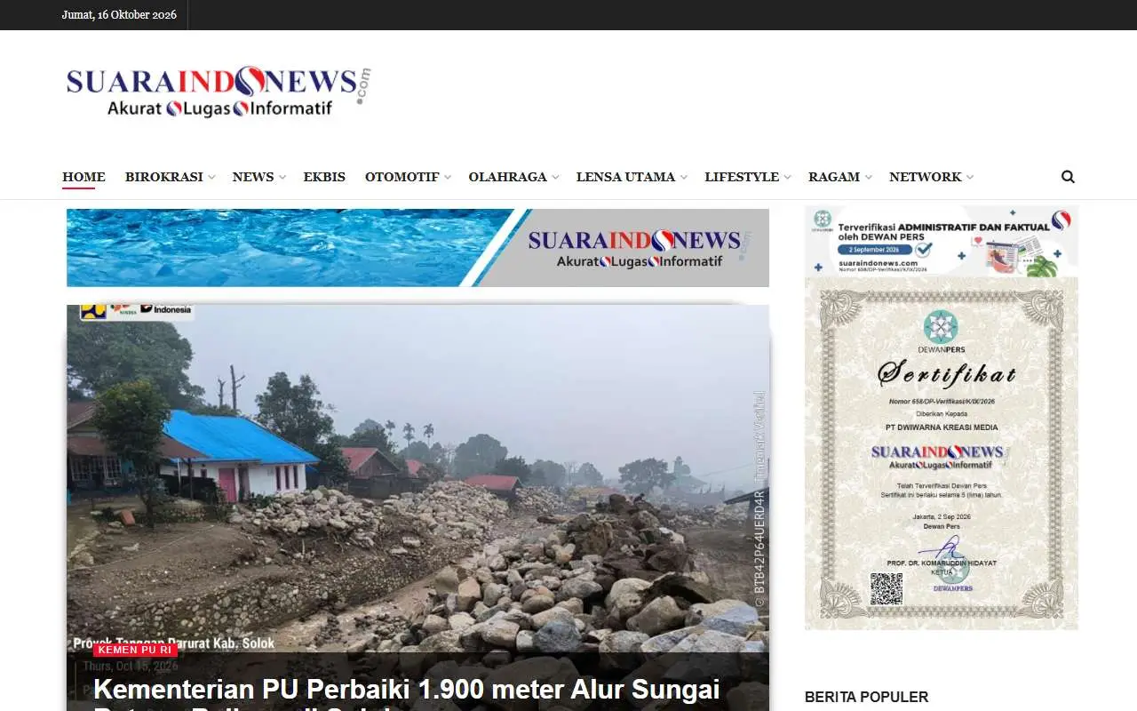 Tampilan website resmi Suaraindonews (suaraindonews.com)