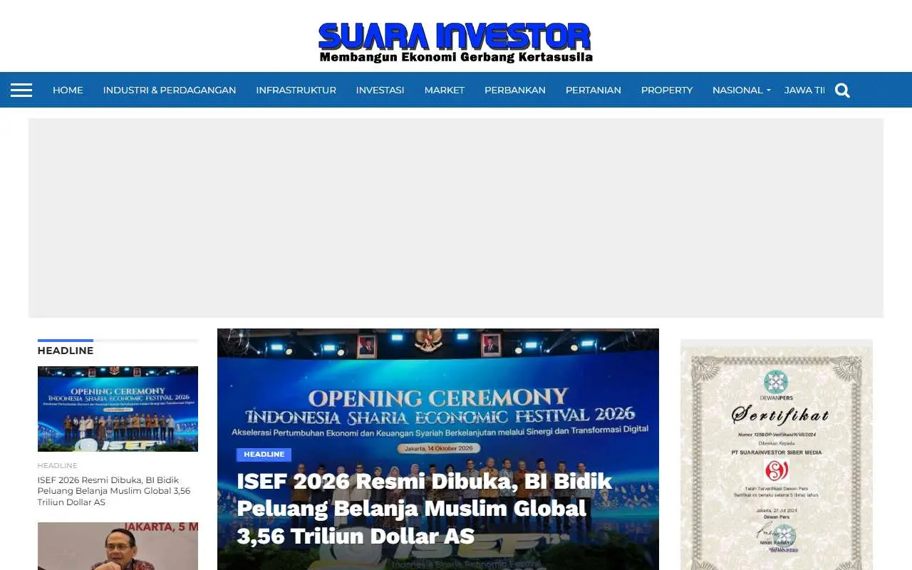 Tampilan website resmi Suara Investor (suarainvestor.com)