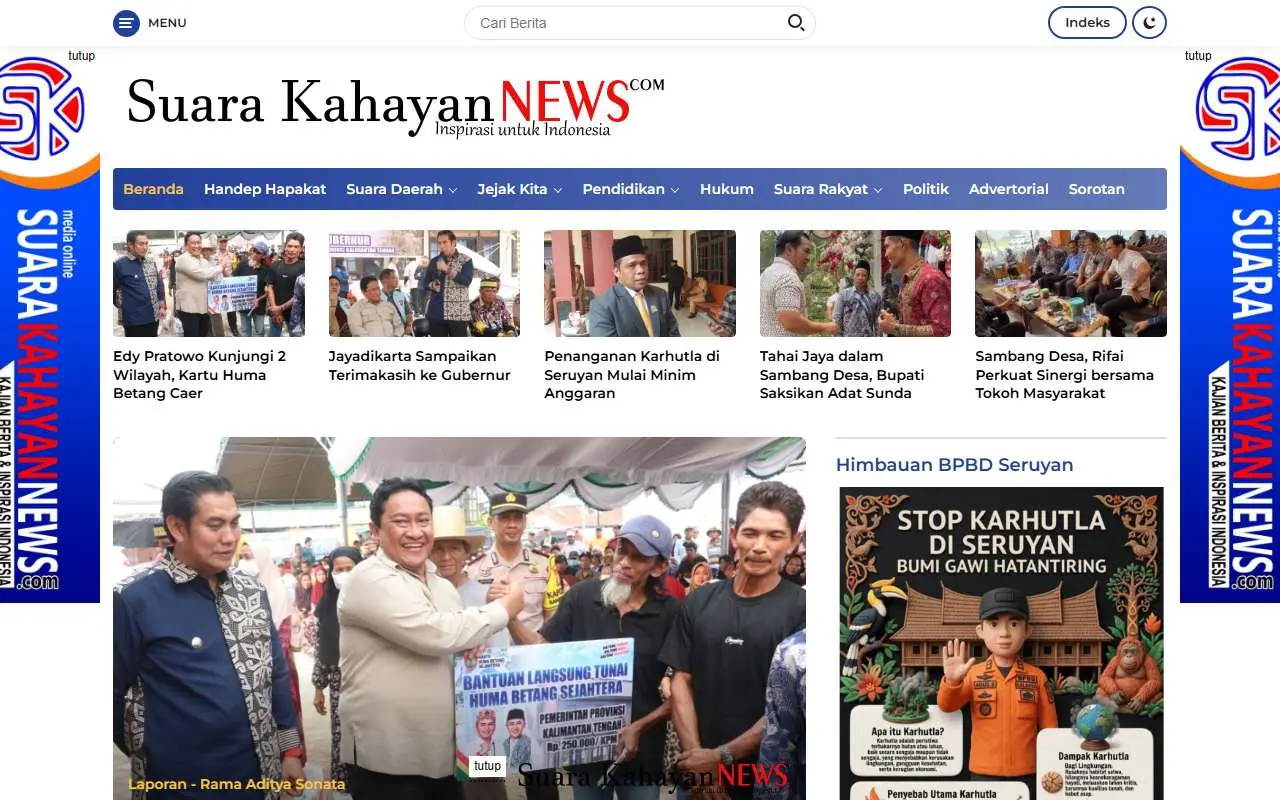 Tampilan website resmi Suarakahayannews (suarakahayannews.com)