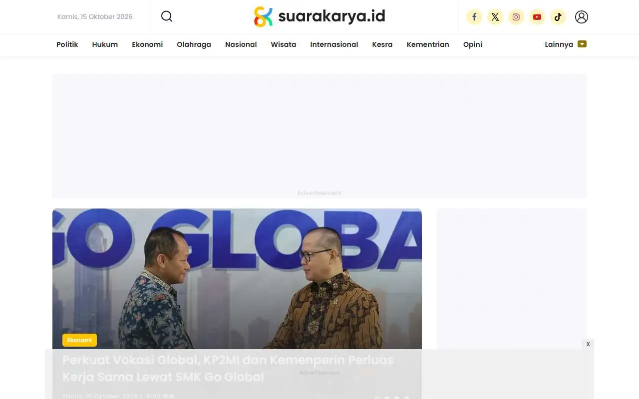 Tampilan website resmi Suara Karya (suarakarya.id)
