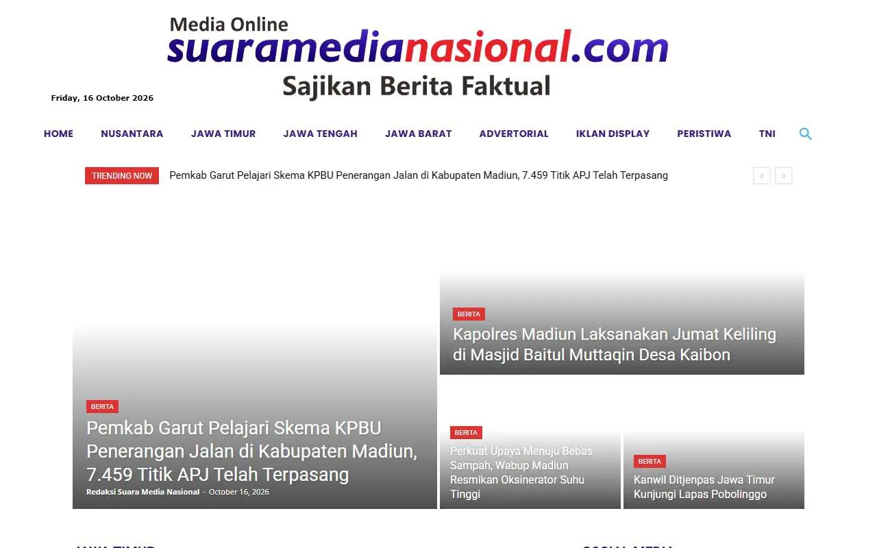 Tampilan website resmi Suara Media Nasional (suaramedianasional.com)