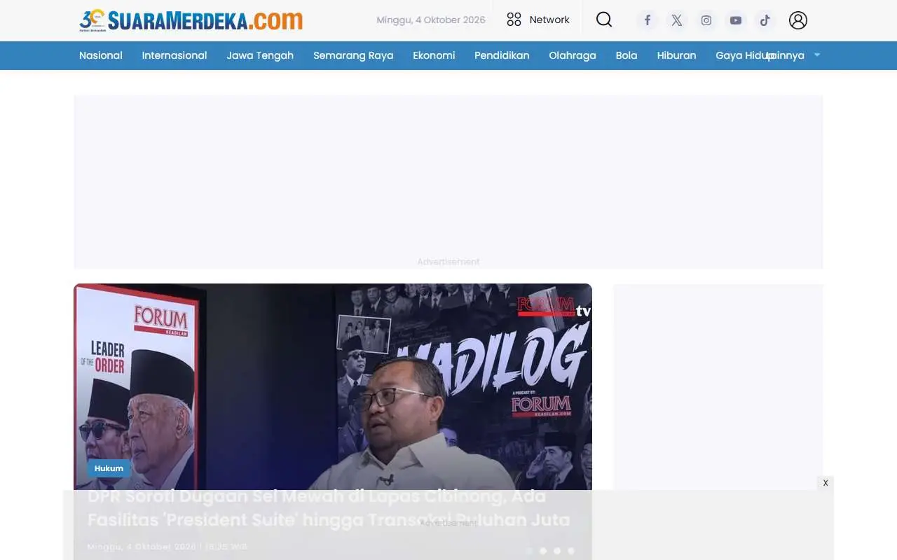 Tampilan website resmi Suara Merdeka (suaramerdeka.com)
