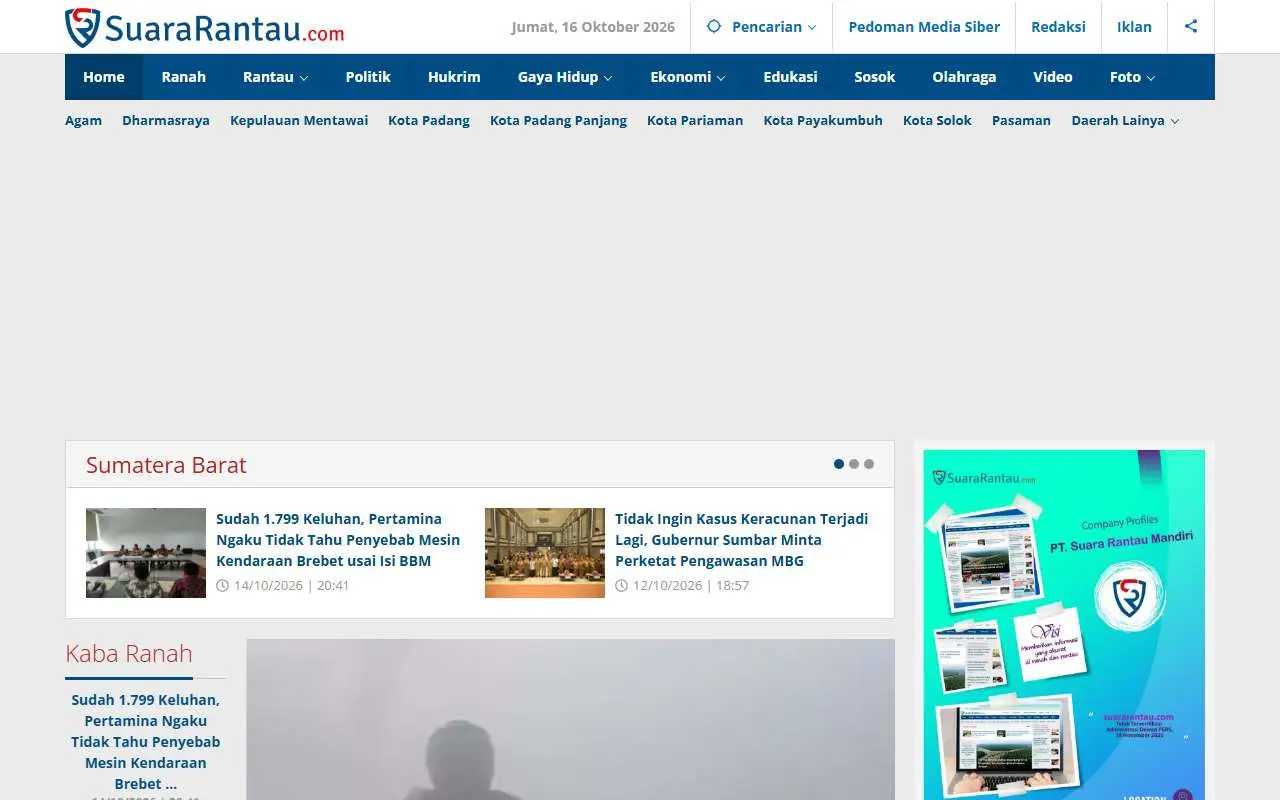 Tampilan website resmi Suararantau (suararantau.com)