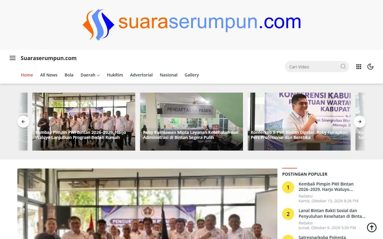 Tampilan website resmi Suaraserumpun (suaraserumpun.com)