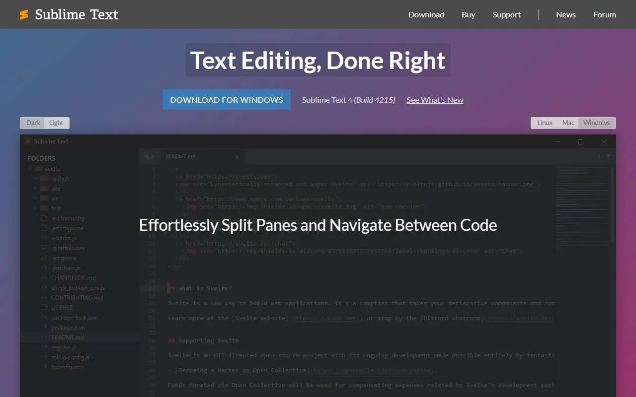 Tampilan website resmi Sublime Text (sublimetext.com)