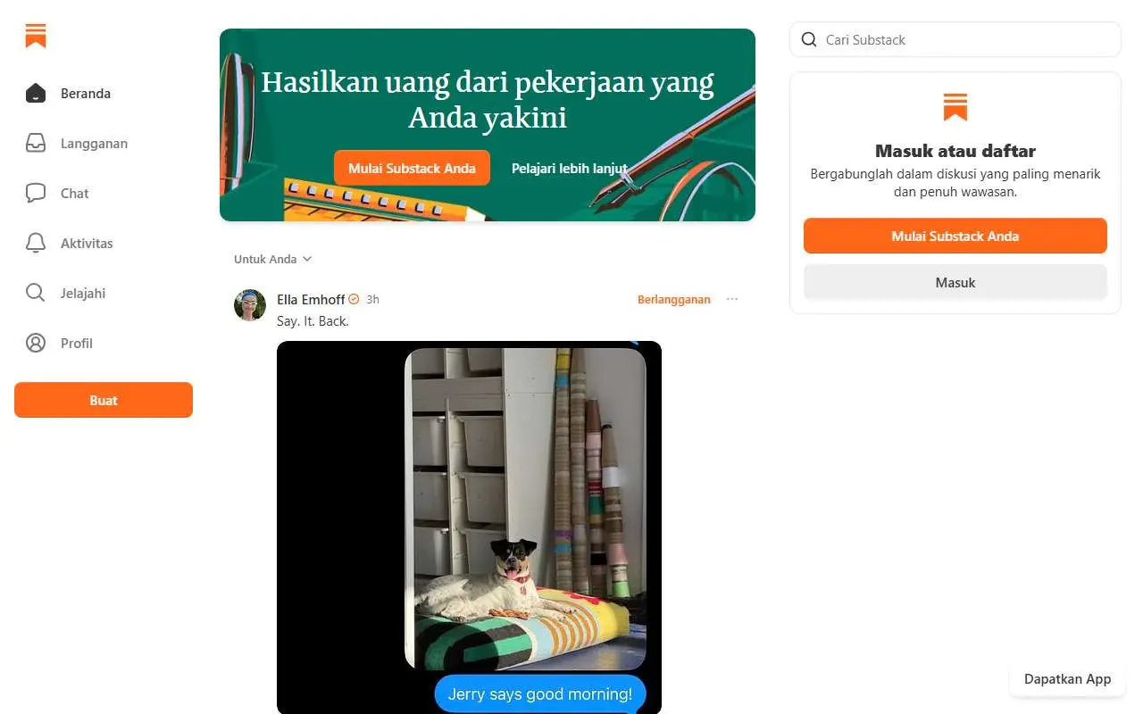Tampilan website resmi Substack (substack.com)