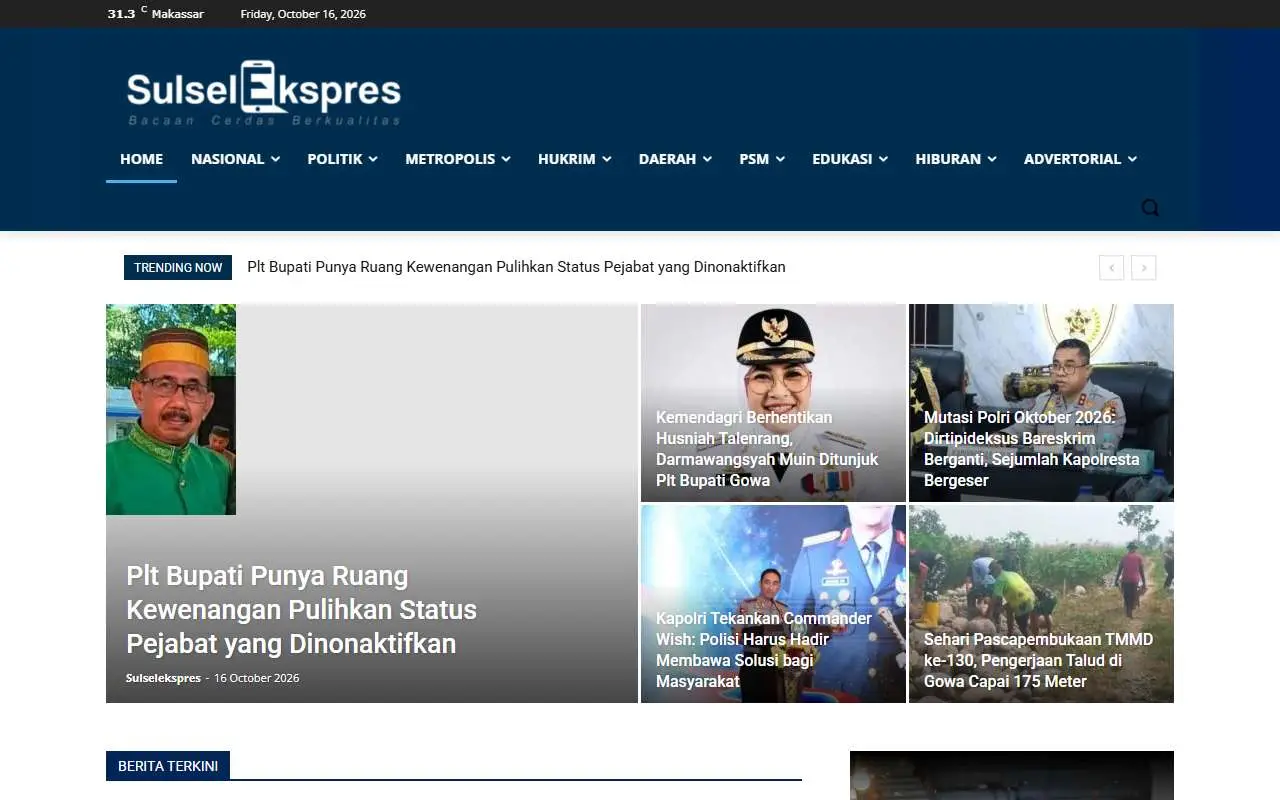 Tampilan website resmi Sulselekspres (sulselekspres.com)