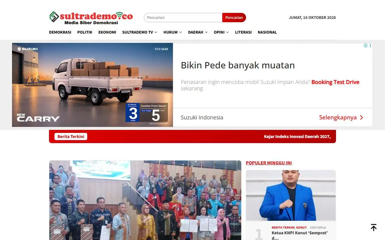 Tampilan website resmi Sultrademo (sultrademo.co)