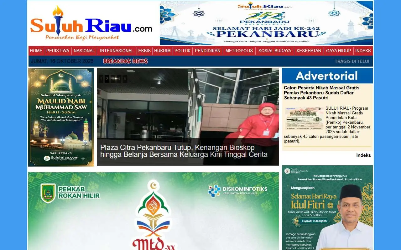 Tampilan website resmi Suluh Riau (suluhriau.com)