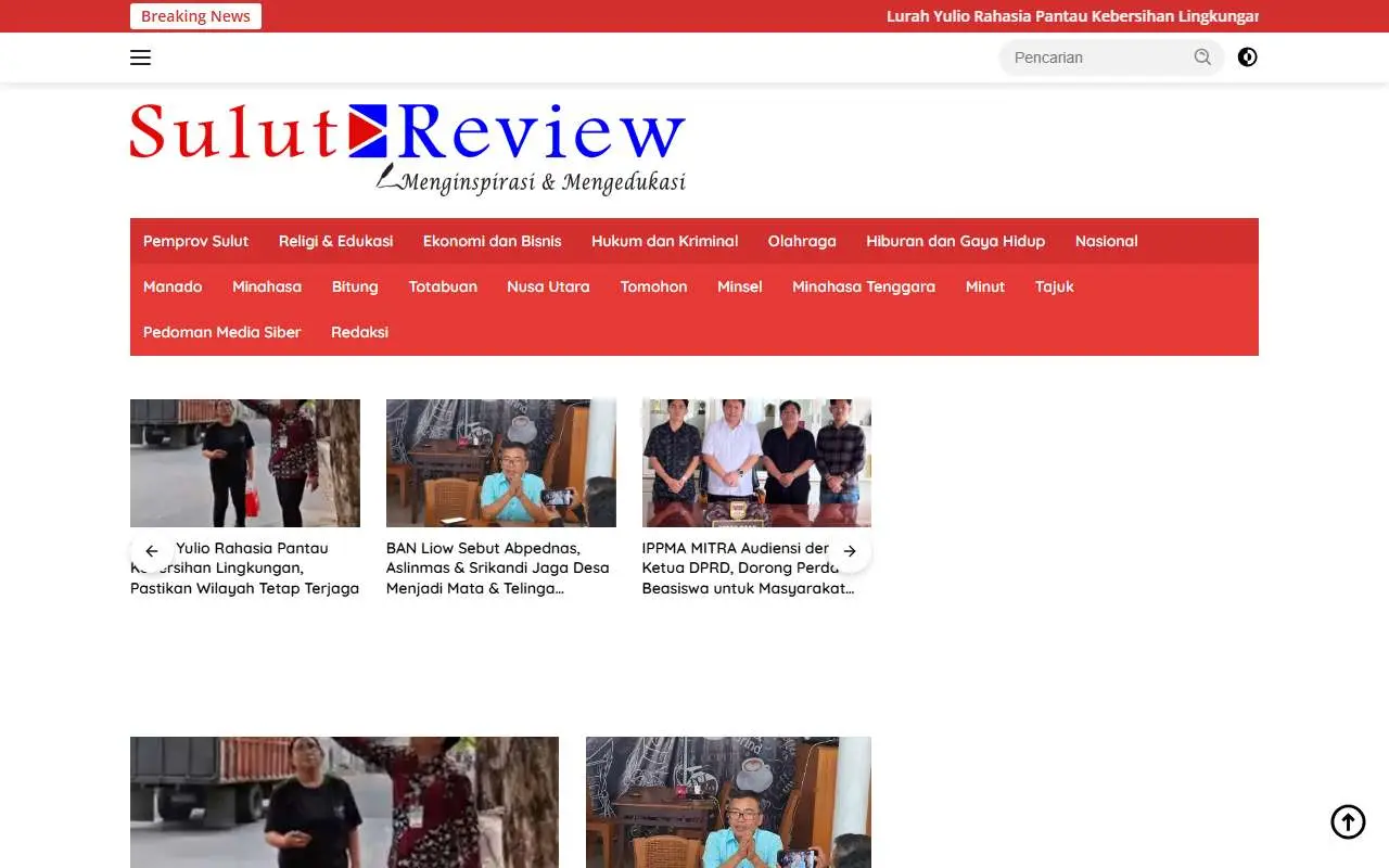 Tampilan website resmi Sulut Review (sulutreview.com)