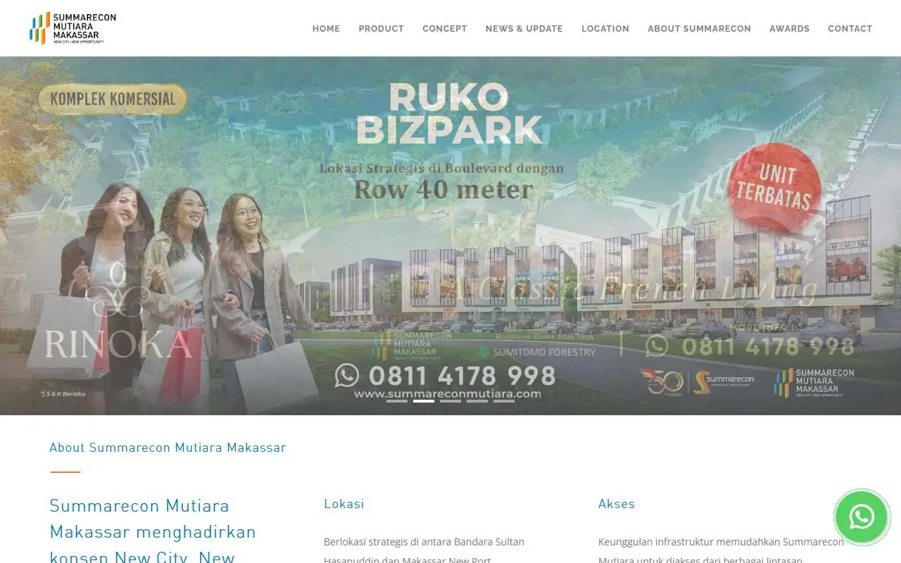 Tampilan website resmi Summarecon Agung (summareconmutiara.com)