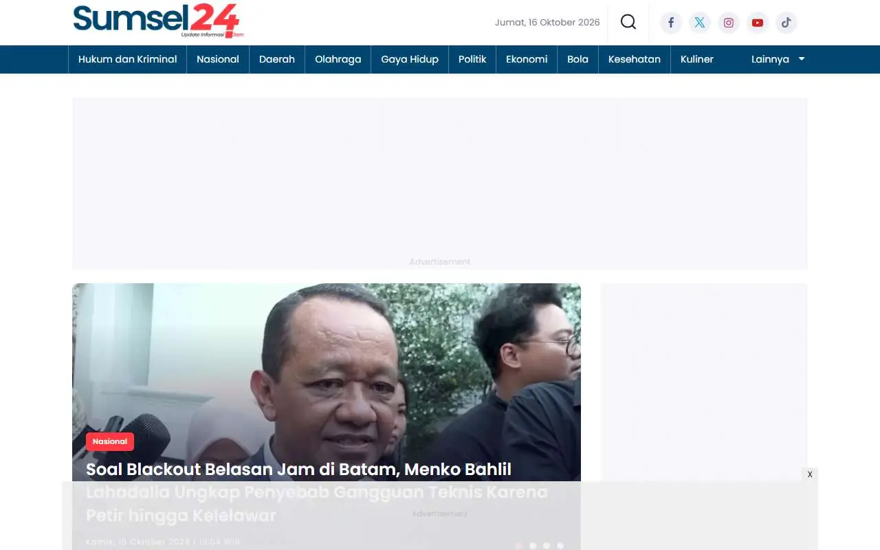 Tampilan website resmi Sumsel 24 (sumsel24.com)