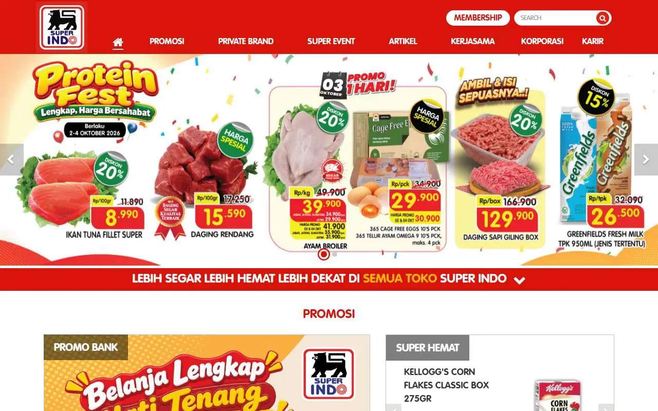 Tampilan website resmi Super Indo (superindo.co.id)