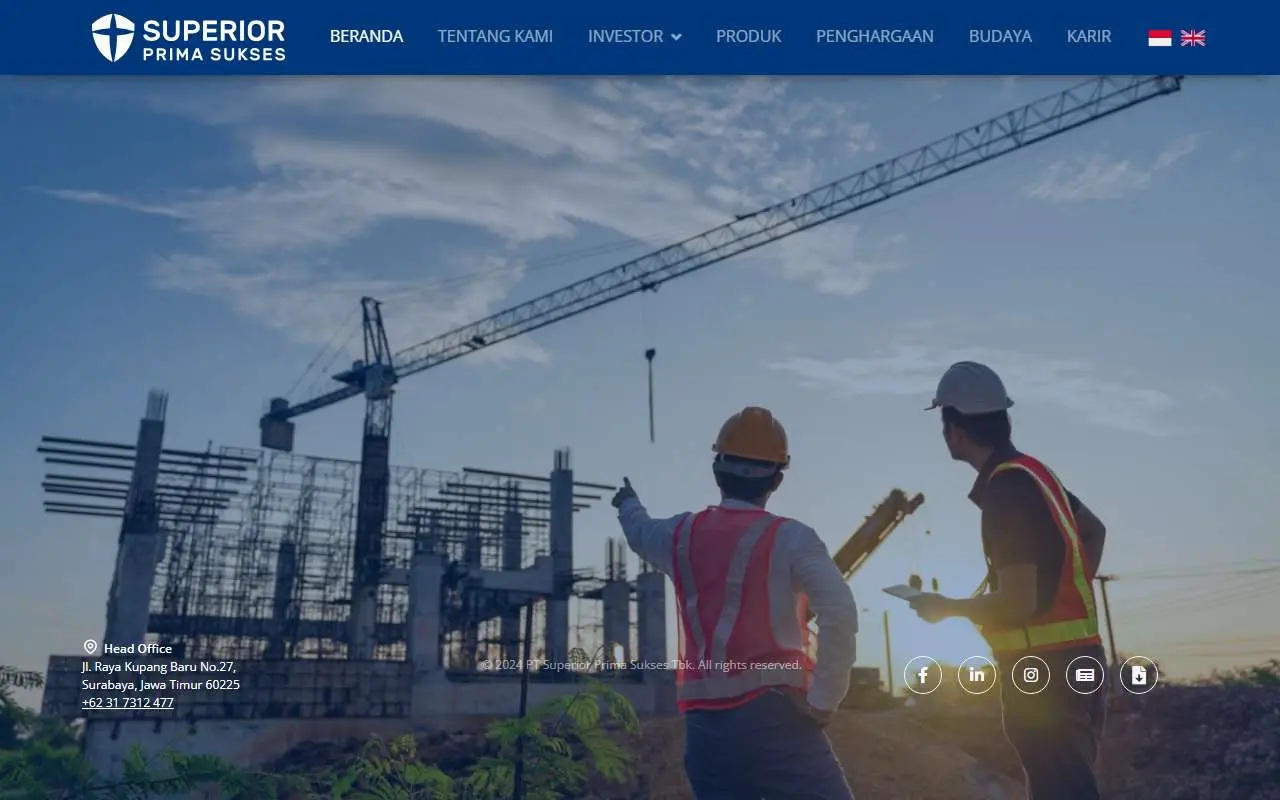 Tampilan website resmi Superior Prima Sukses (superiorprimasukses.com)