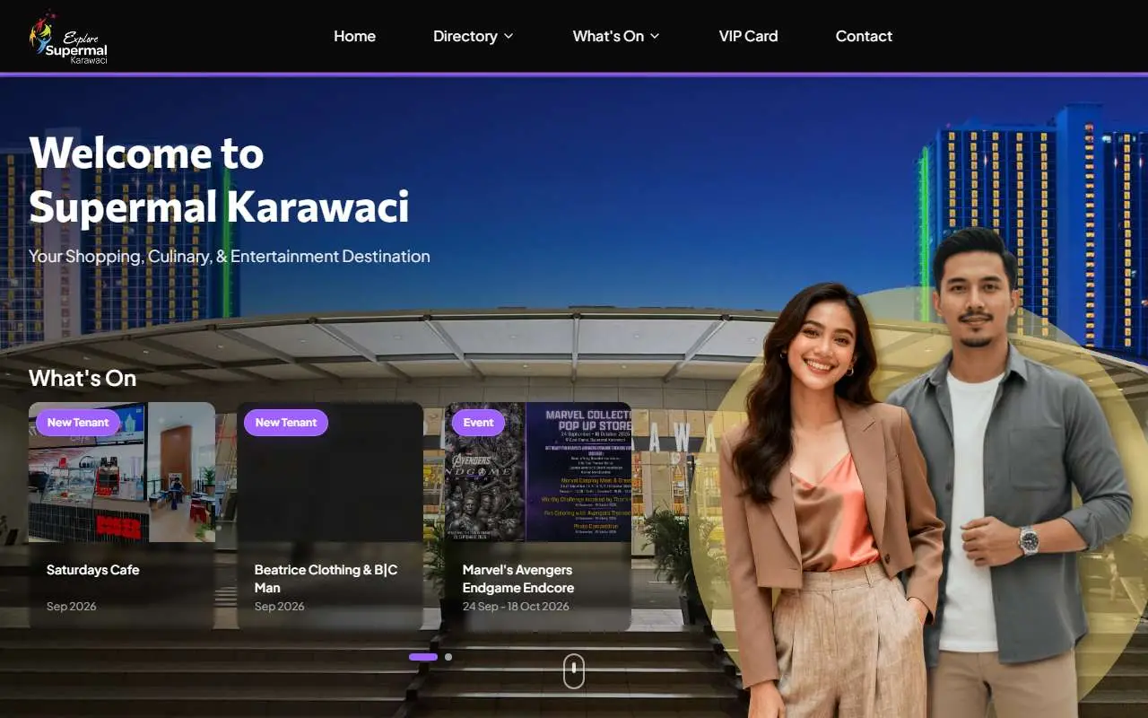 Tampilan website resmi Supermall Karawaci (supermalkarawaci.com)