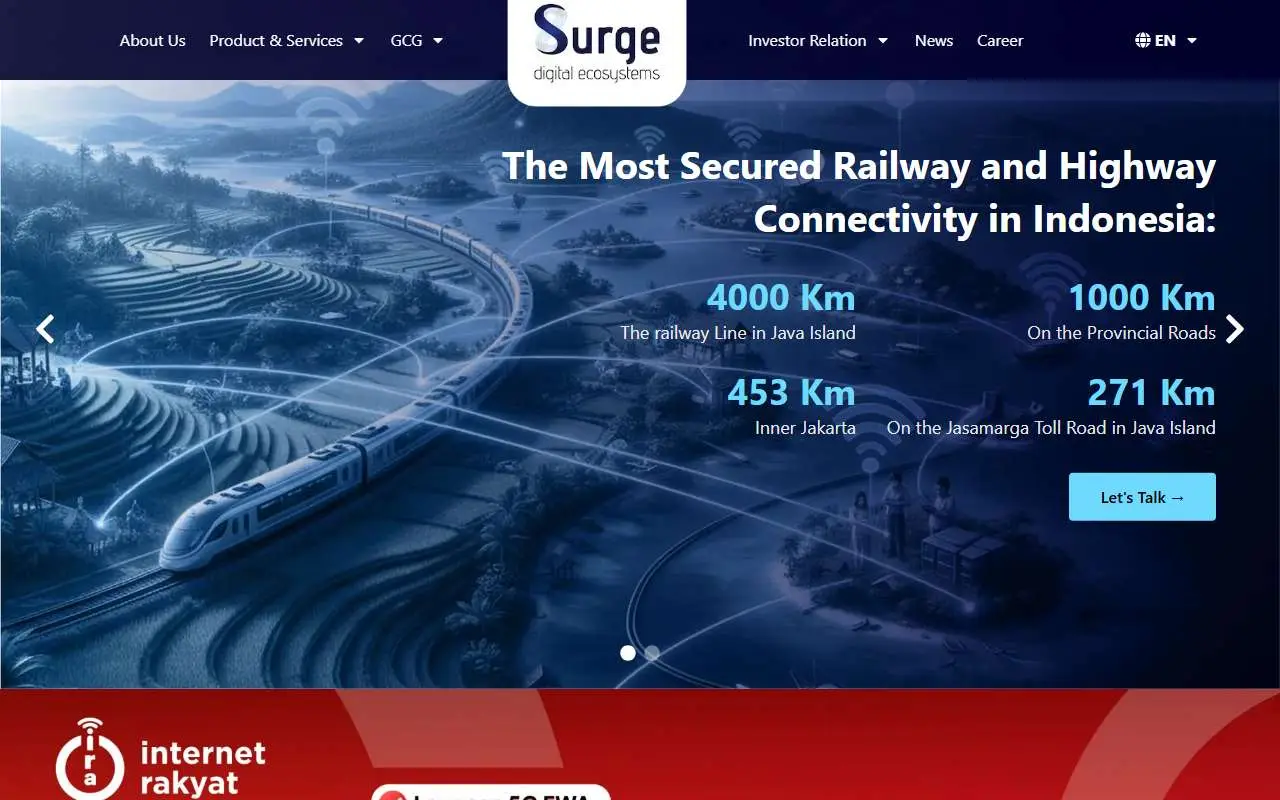 Tampilan website resmi Surge Solusi Sinergi Digital (surge.co.id)