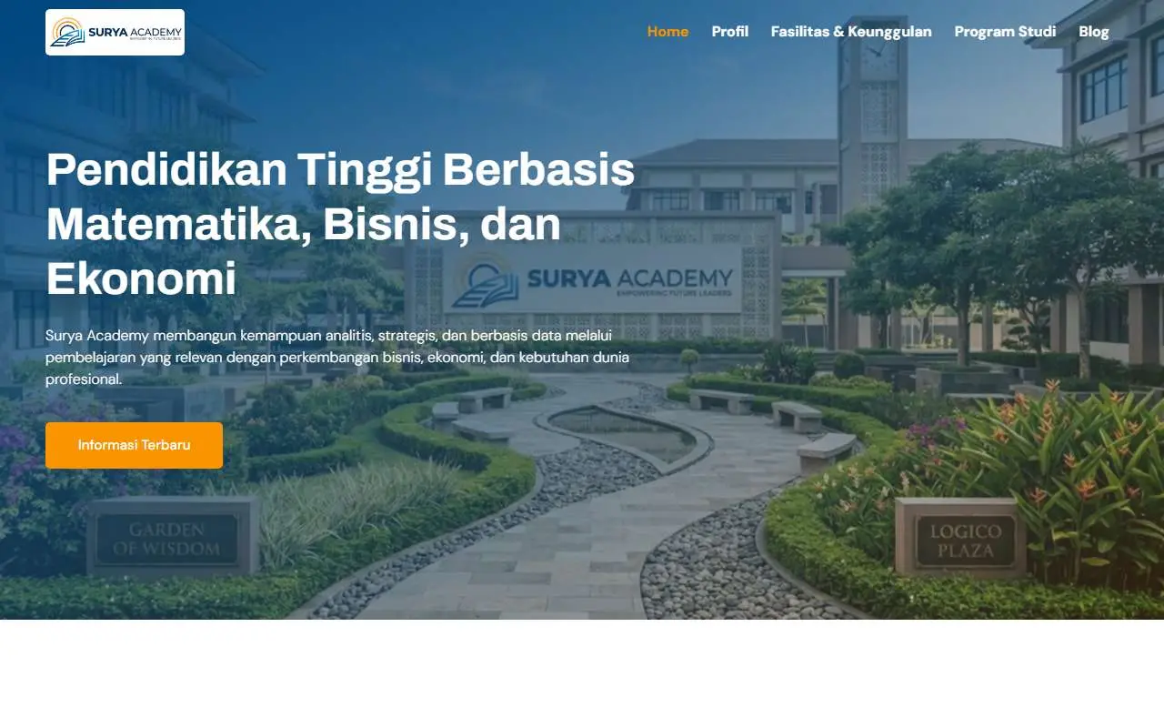Tampilan website resmi Surya University (surya.ac.id)