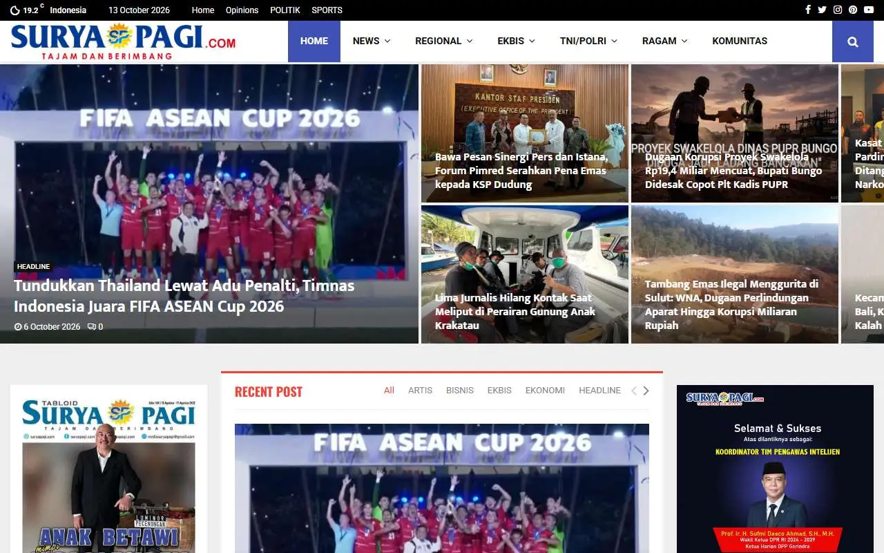 Tampilan website resmi Surya Pagi (suryapagi.com)