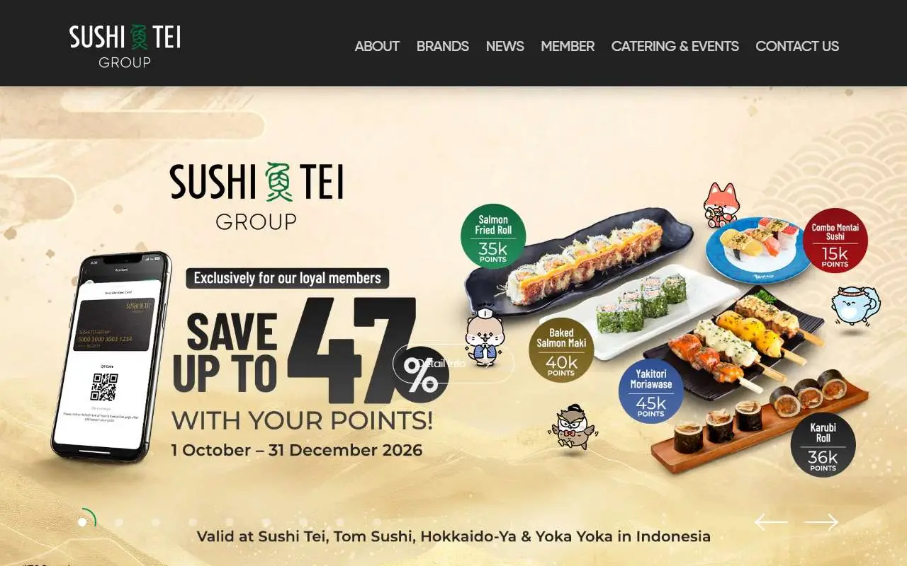 Tampilan website resmi Sushi Tei Indonesia (sushiteigroup.co.id)