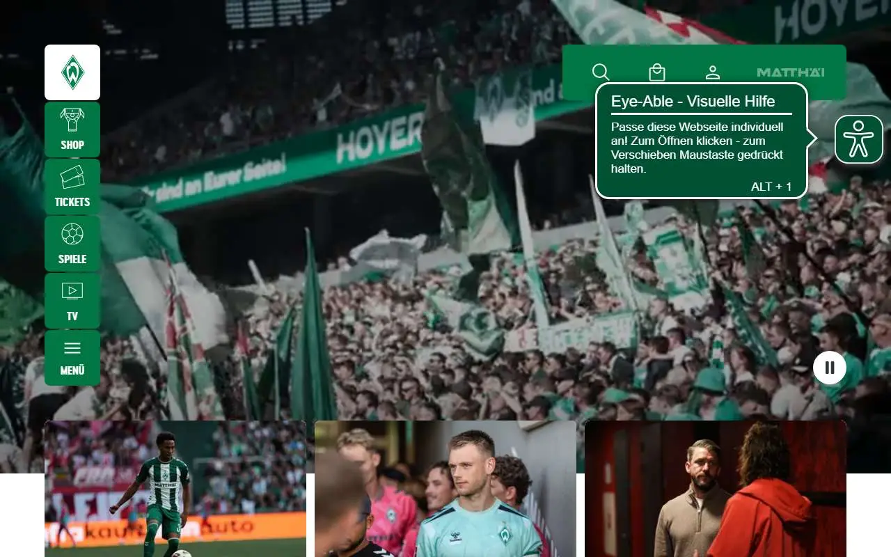 Tampilan website resmi SV Werder Bremen (werder.de)