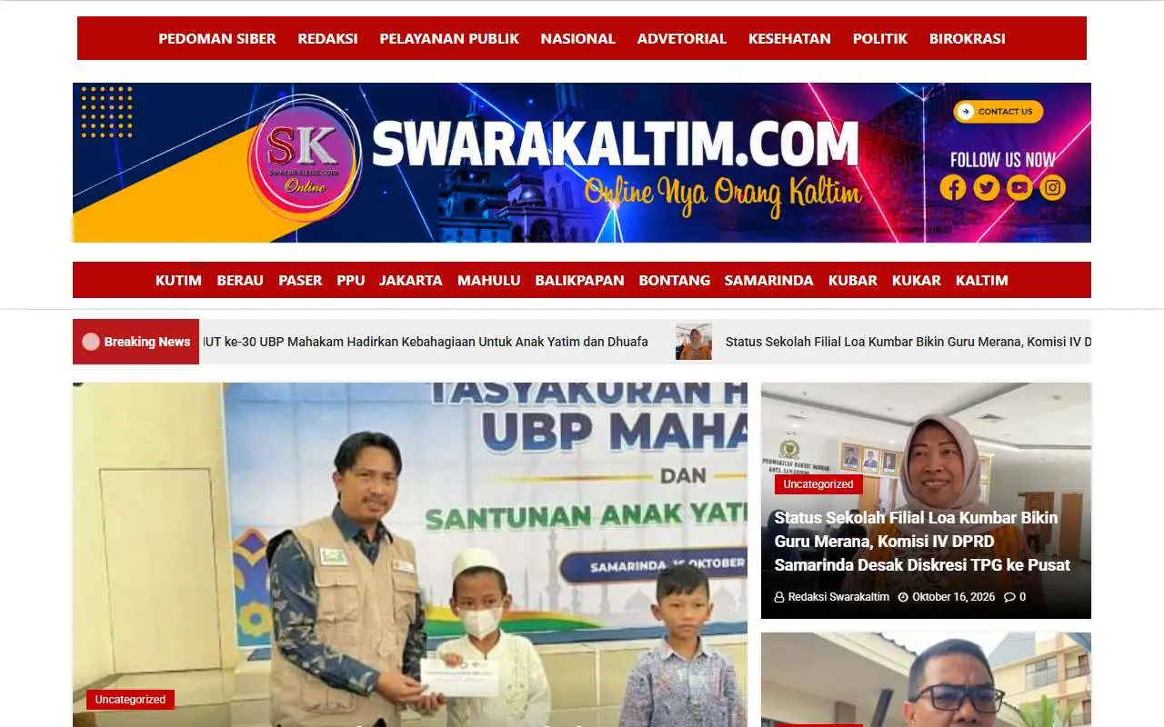 Tampilan website resmi Swara Kaltim (swarakaltim.com)