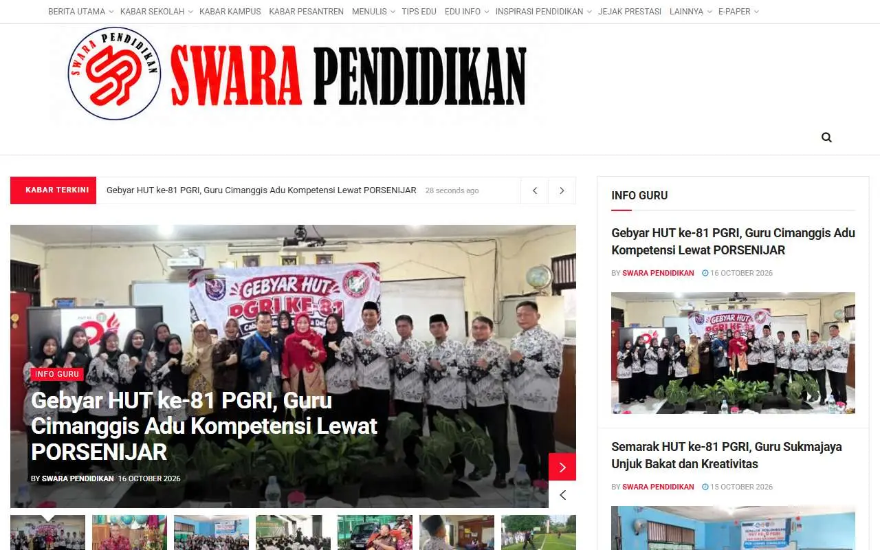 Tampilan website resmi Swara Pendidikan (swarapendidikan.co.id)