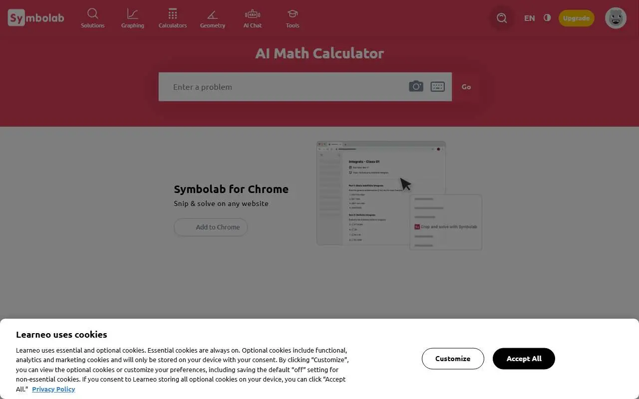 Tampilan website resmi Symbolab (symbolab.com)