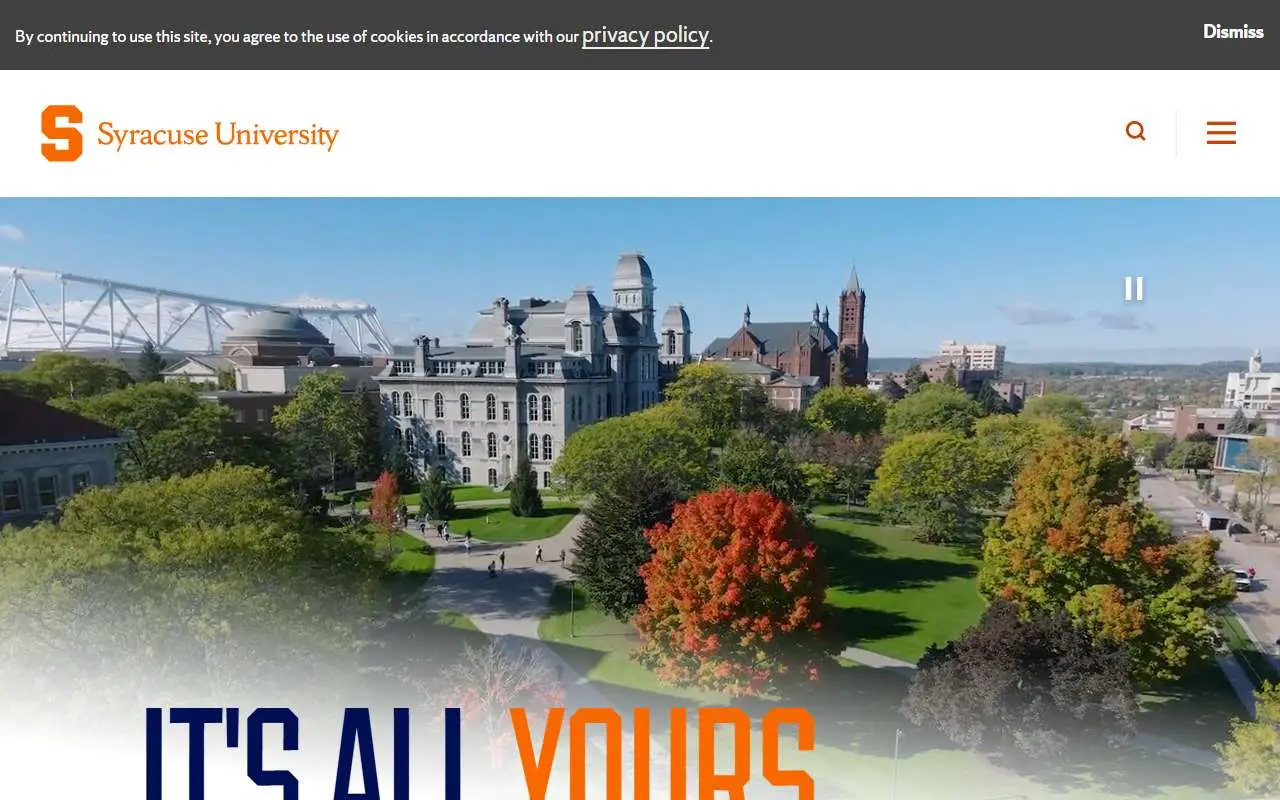 Tampilan website resmi Universitas Syracuse (syracuse.edu)