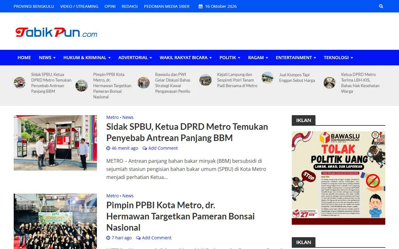 Tampilan website resmi Tabik Pun (tabikpun.com)