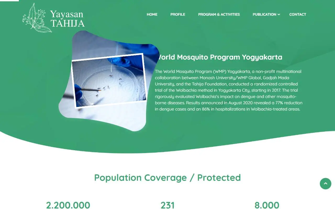 Tampilan website resmi Yayasan Tahija (tahija.or.id)