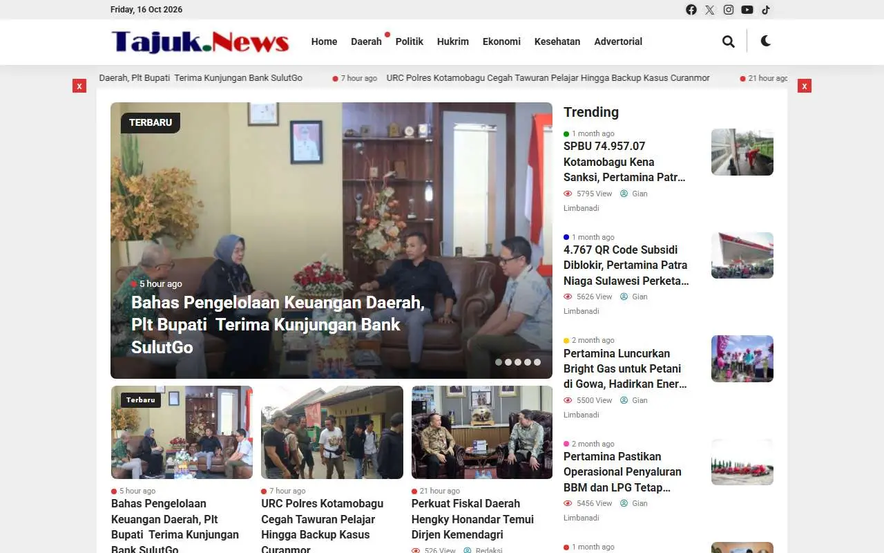 Tampilan website resmi Tajuk (tajuk.news)