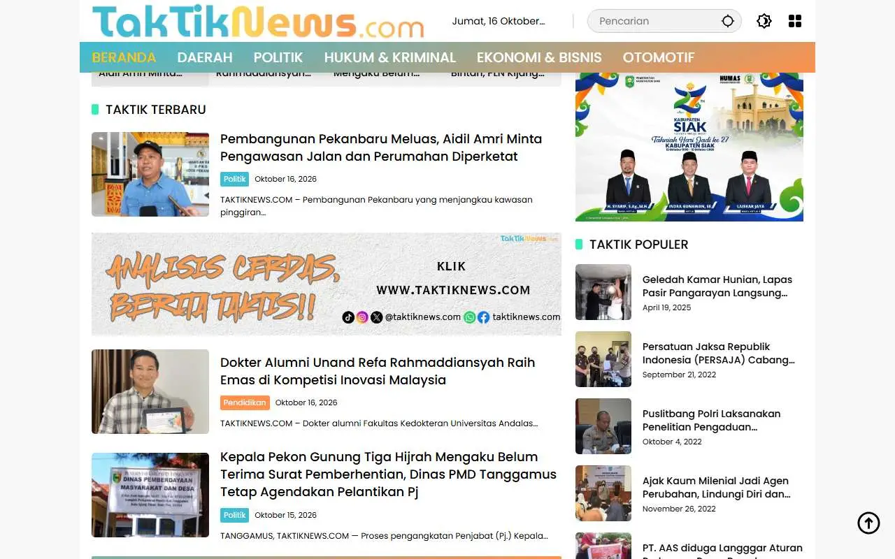 Tampilan website resmi Taktik News (taktiknews.com)