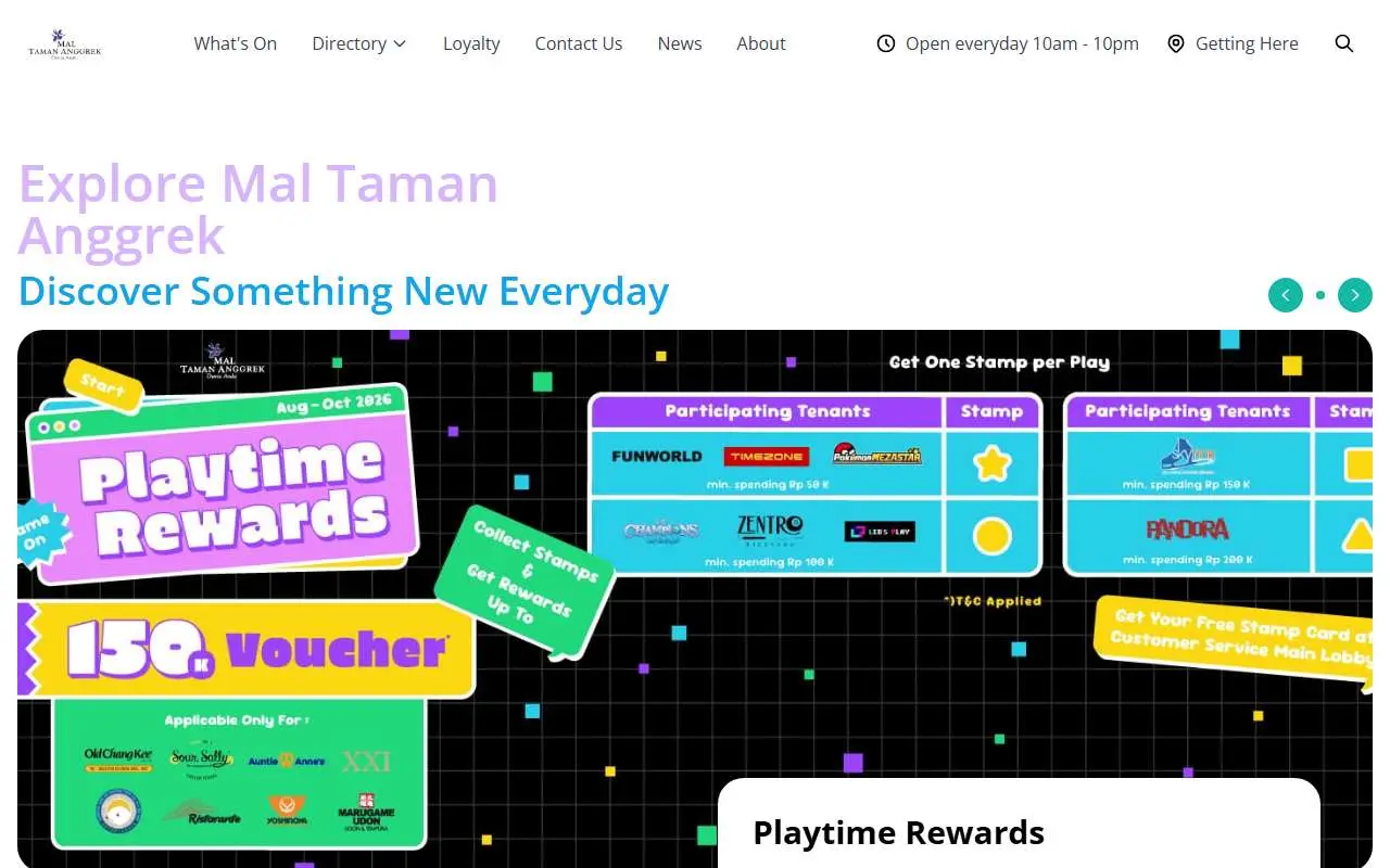 Tampilan website resmi Mal Taman Anggrek (taman-anggrek-mall.com)