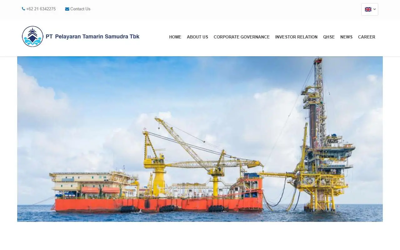 Tampilan website resmi Pelayaran Tamarin Samudra (tamarin.co.id)