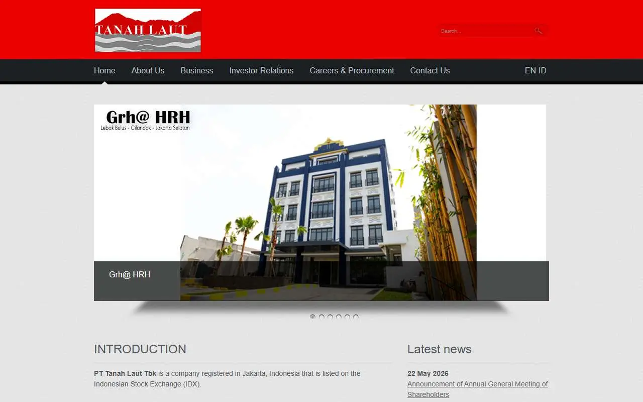 Tampilan website resmi Tanah Laut (tanahlaut.co.id)