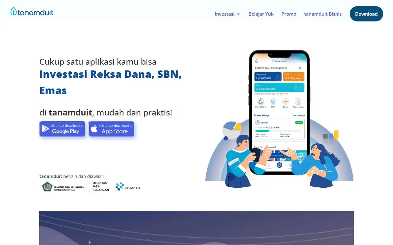 Tampilan website resmi Tanam Duit (tanamduit.com)